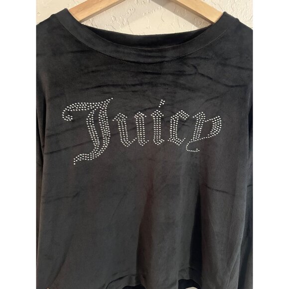 Juicy Couture Bling Y2K Black Velour Sweater Top - Picture 5 of 8